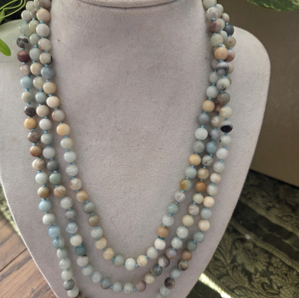 Elegant Endless Strand Multi-Color Amazonite Beaded Necklace..measures 31in